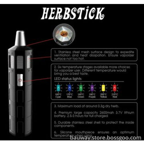 Bauway New Herbstick Dry Herb Vaporizer Dry Burner with 6 Temperature Settings